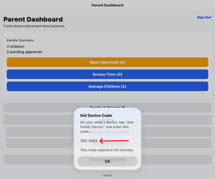 Child Device Code