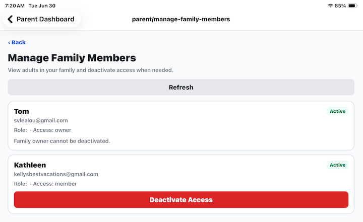 Manage Family Members